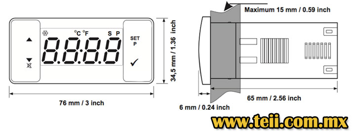 Dimensiones de pirometro esm3710n